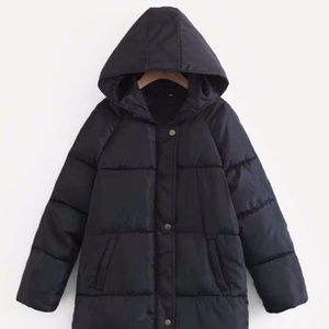 Single Breasted Hooded Puffer Coat